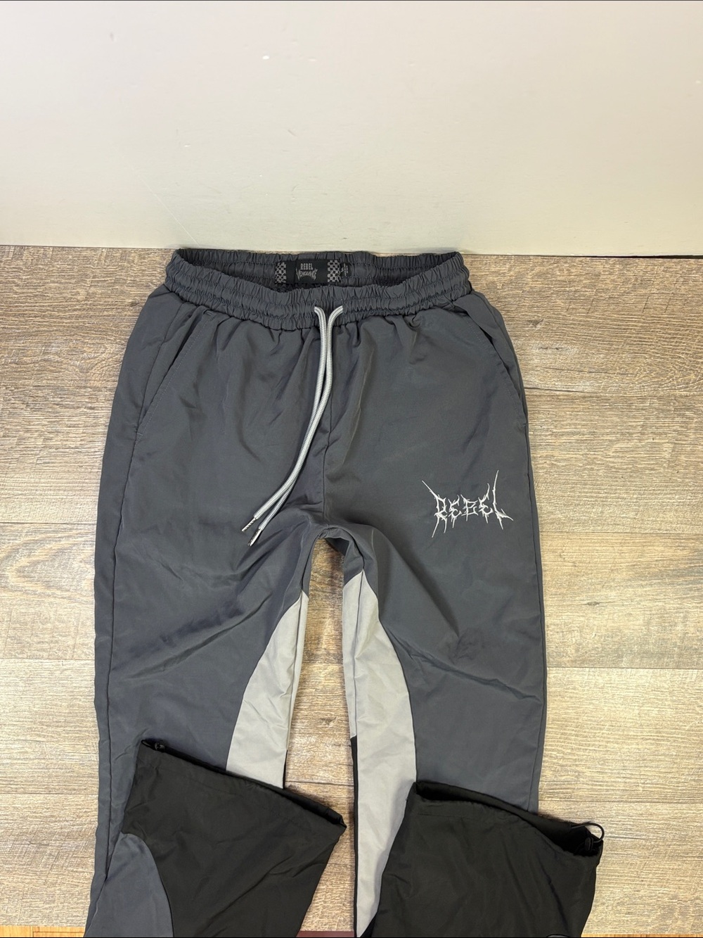 Rebel Vengeance Colorblock Track Pants Gray Black Medium